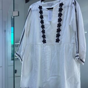 White Tunic with Black Embroidery